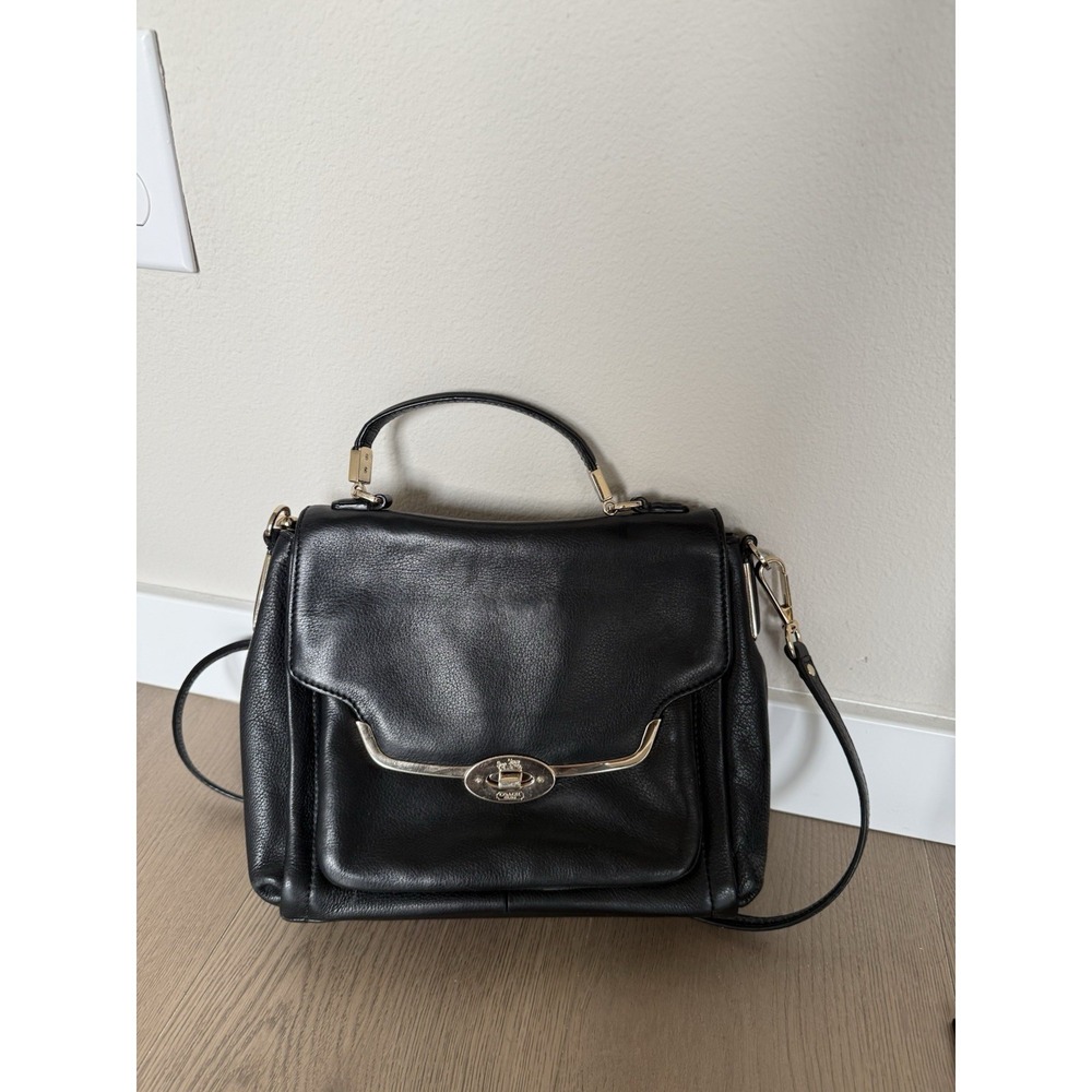 Coach 2013 Sadie Madison Black Leather Turnlock Flap Crossbody Bag 26624 VTG